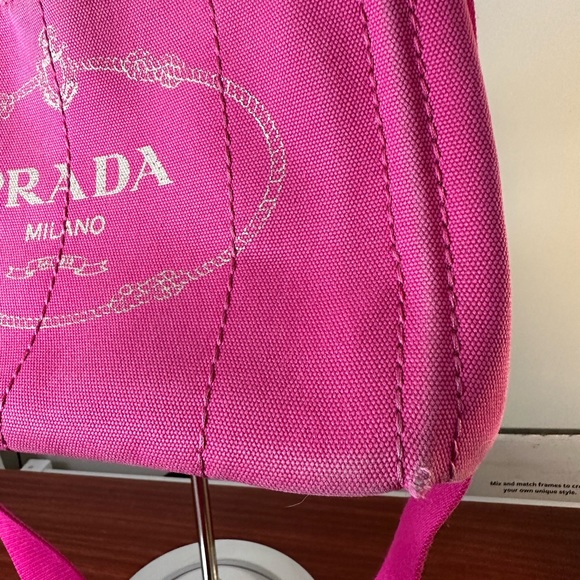 Prada Pink Canapa Canvas Logo Print Tote - Picture 11 of 13